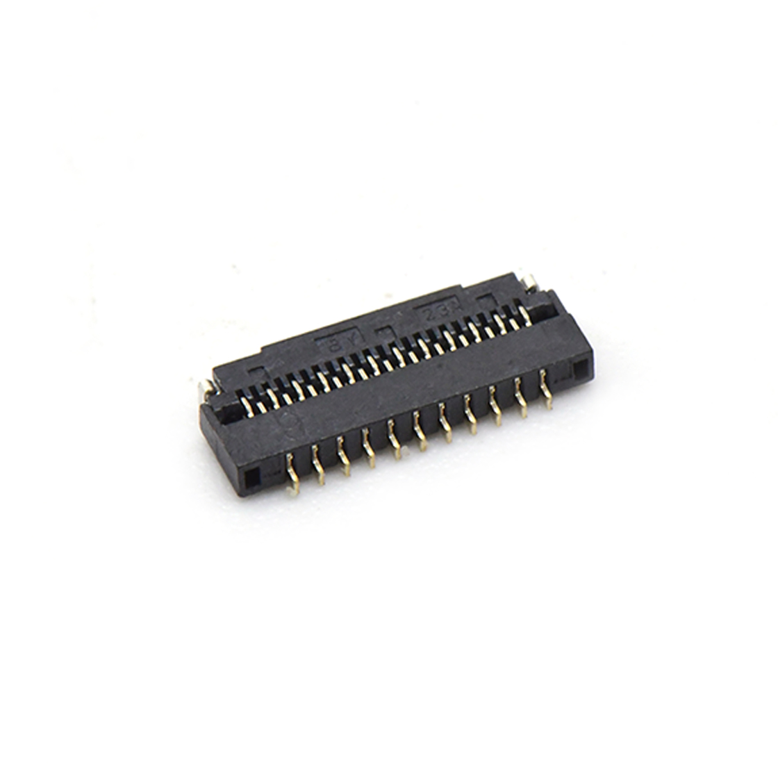F0303 FPC FFC连接器Pitch 0.30mm 90°H1.00mm 卧式下接前掀盖 SMT型FPC 23Pin黑色 镀半金1u"，其它区域镀镍